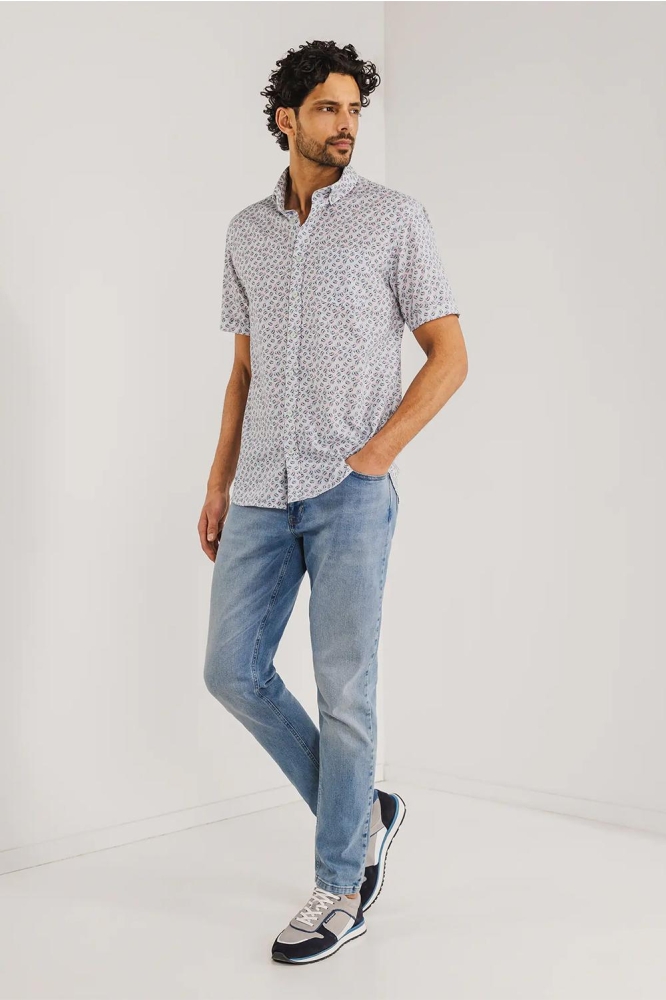 SLUB OVERHEMD MET GEOMETRISCH PATROON 26415189 1134